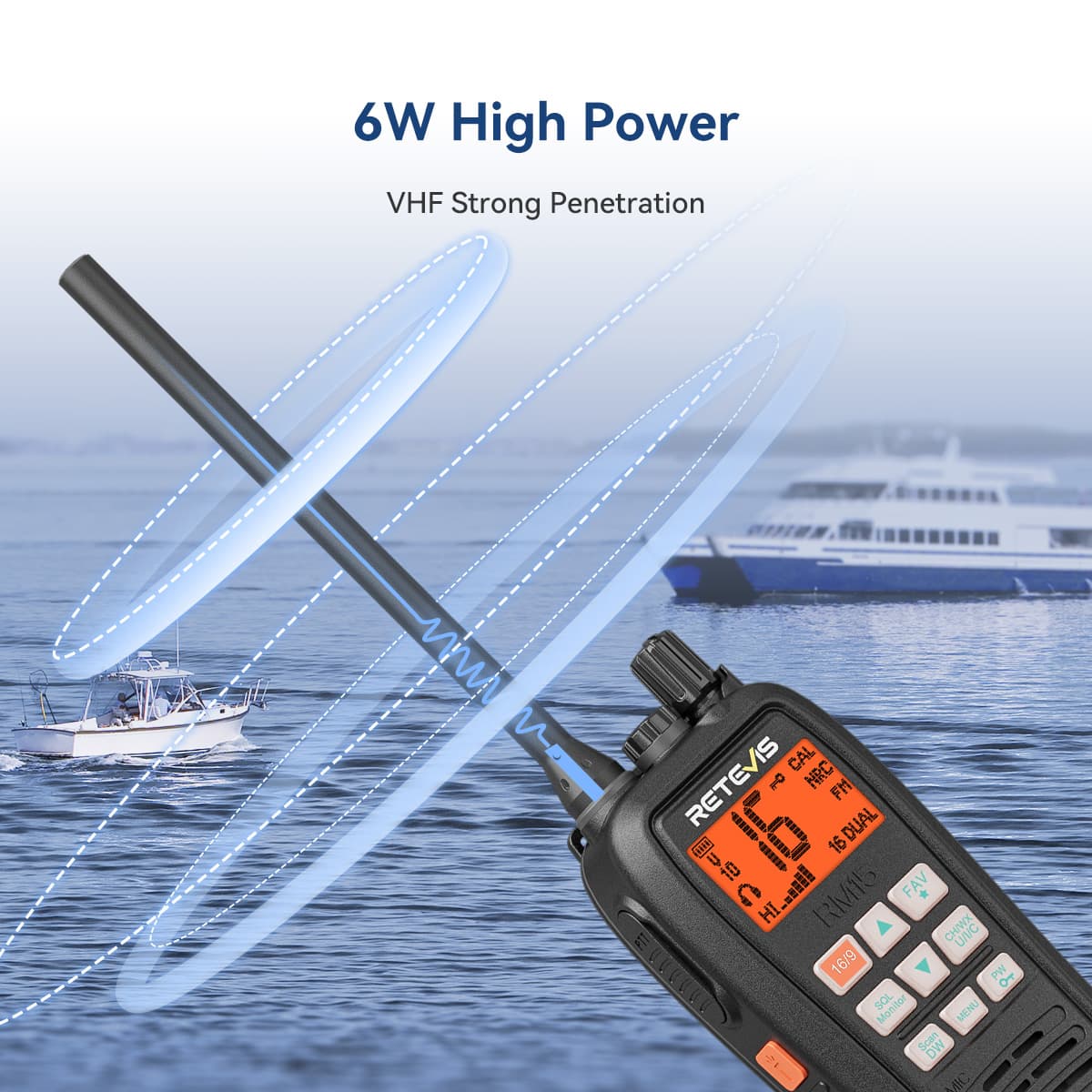 Retevis RM15 Handheld Marine radio 6W Floating VHF Radio IP68 Waterproof Radio
