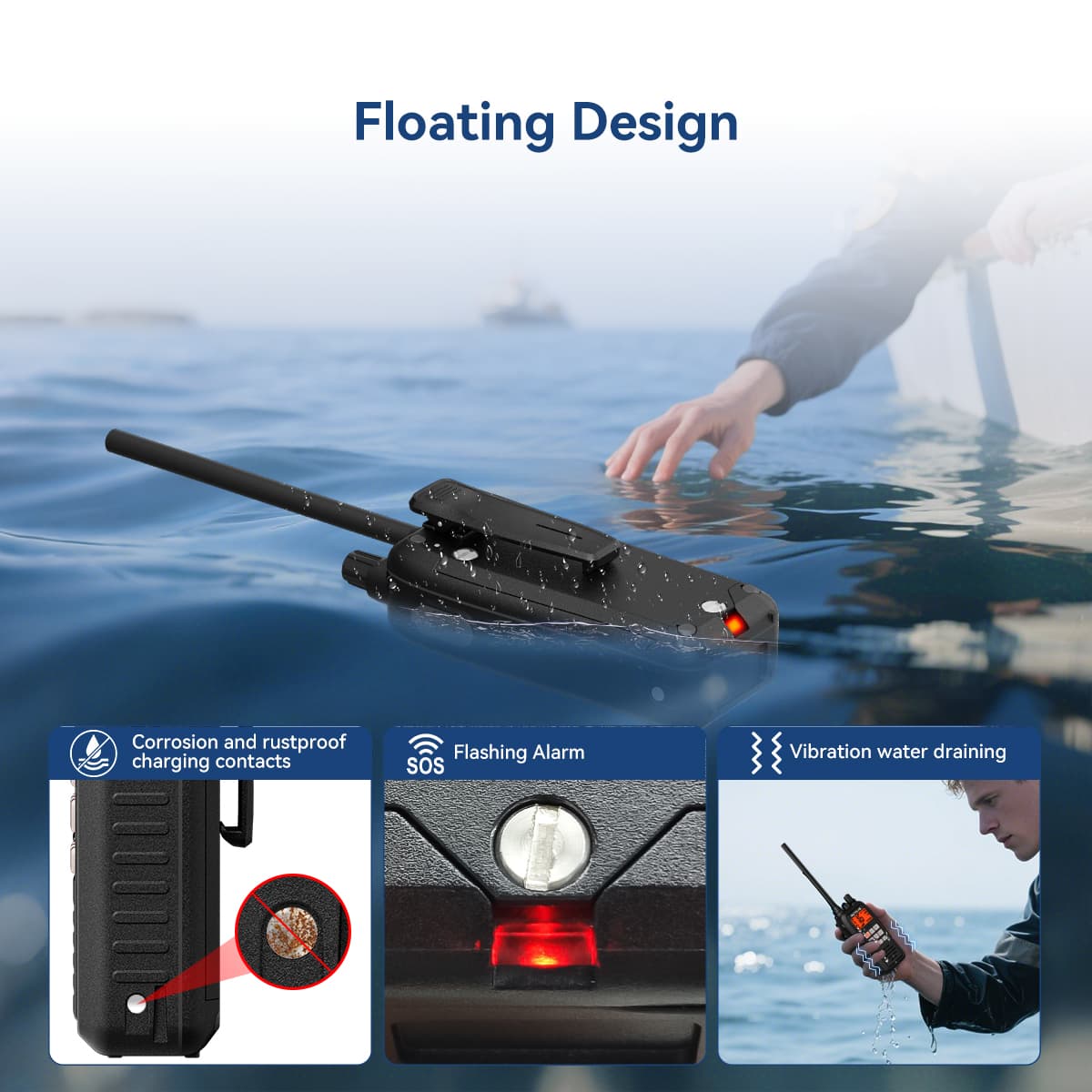 Retevis RM15 Handheld Marine radio 6W Floating VHF Radio IP68 Waterproof Radio