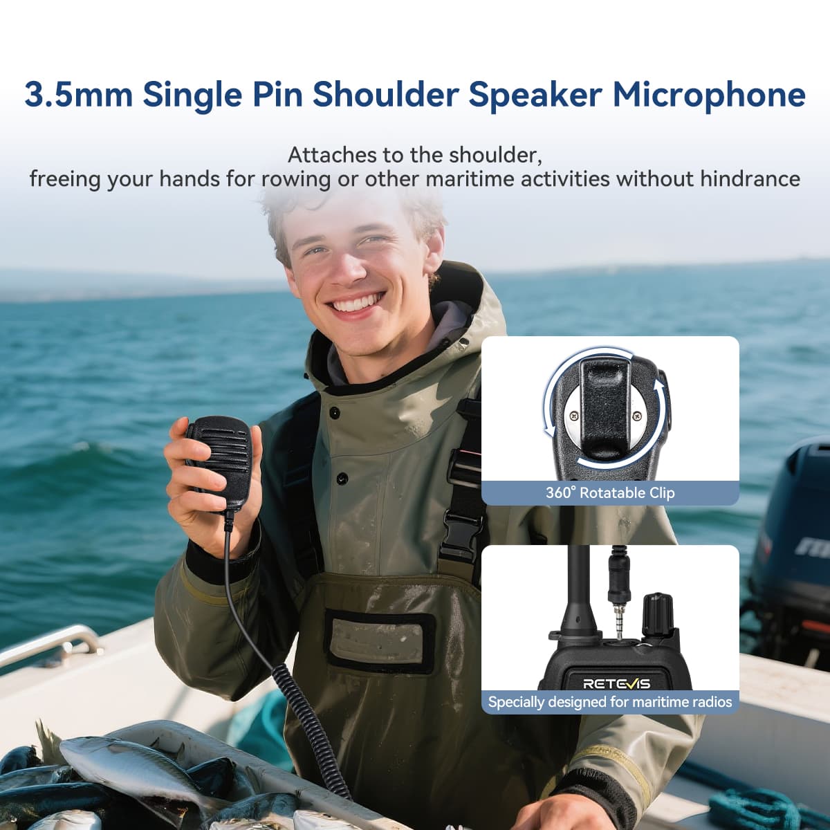 Retevis RM15 Handheld Marine radio 6W Floating VHF Radio IP68 Waterproof Radio