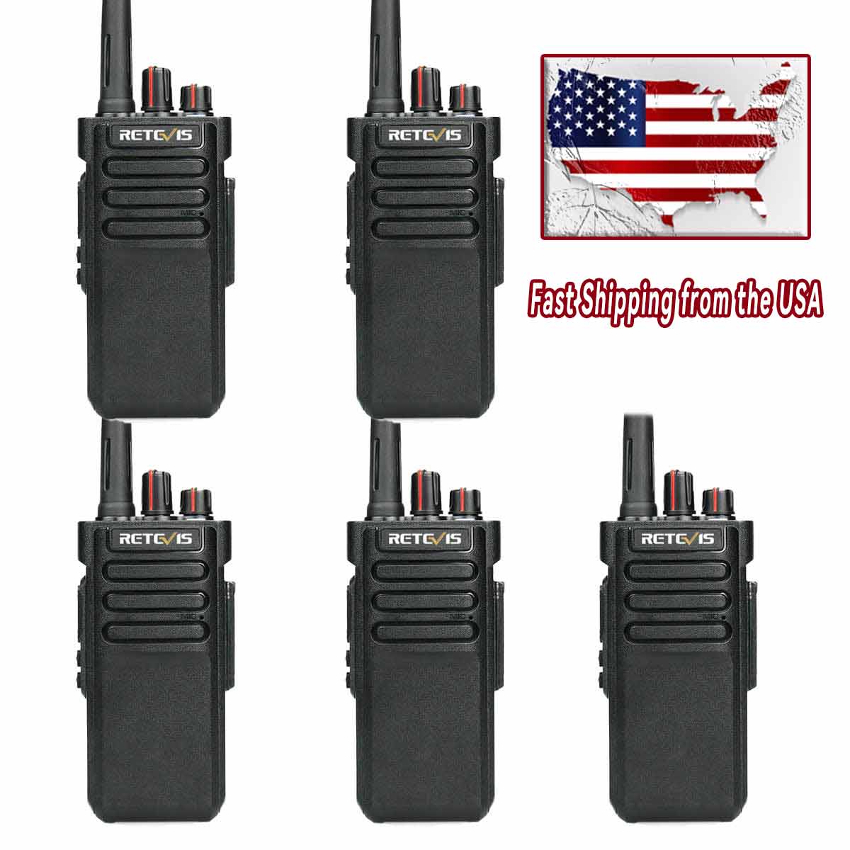Retevis RT29 Long Range Business Waterproof  Walkie Talkie with Programming Cable 5pack