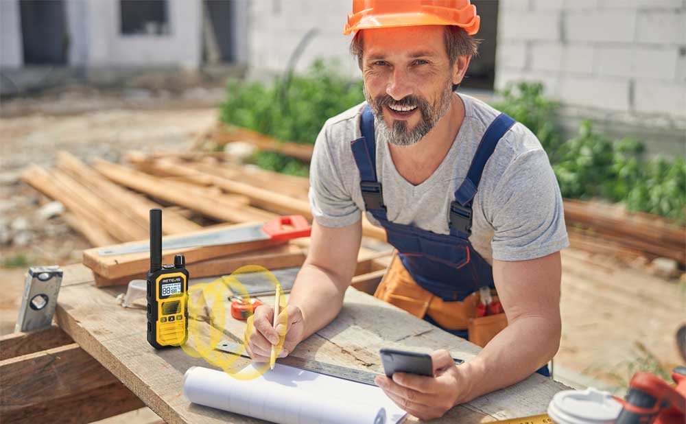 Workers on the construction site are using the RB48 Plus