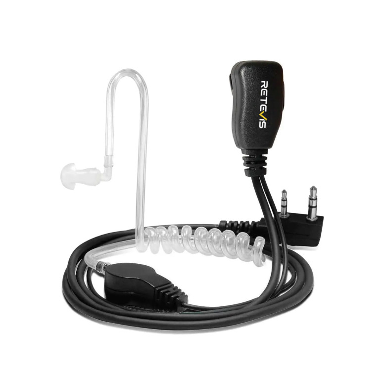 2 Pin PTT MIC Covert Acoustic Tube In-ear Earpiece Headset