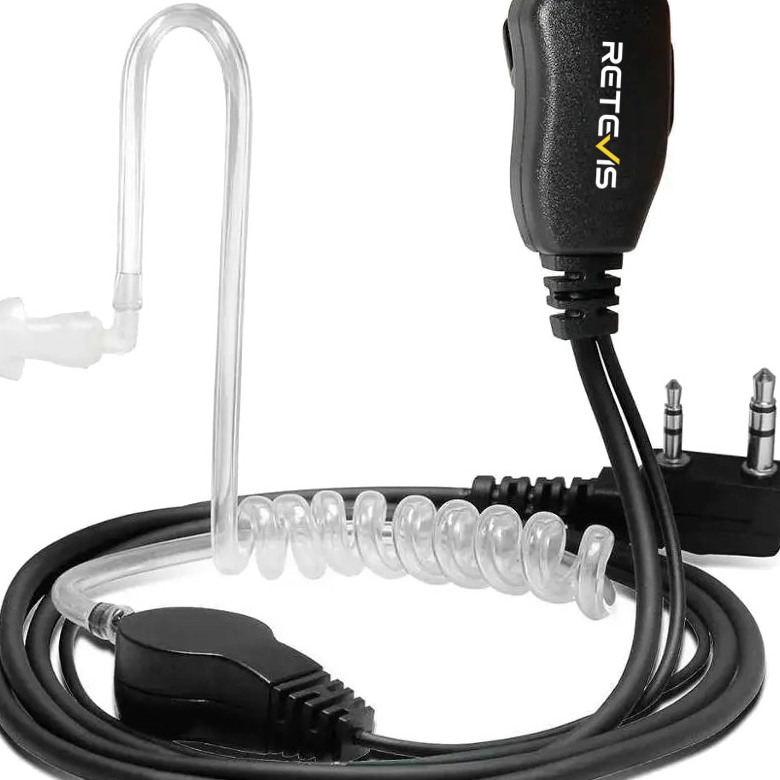 2 Pin PTT MIC Covert Acoustic Tube In-ear Earpiece Headset
