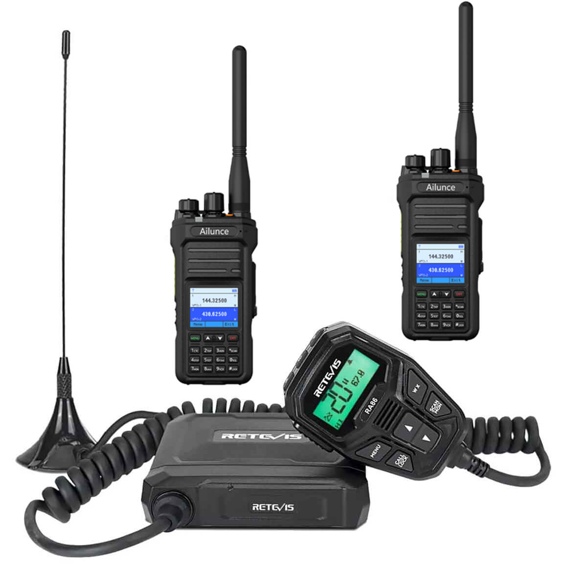 Retevis RA86 Mobile GMRS Radio with 2Pack Ailunce HA1G Handheld GMRS radio Bundle sale