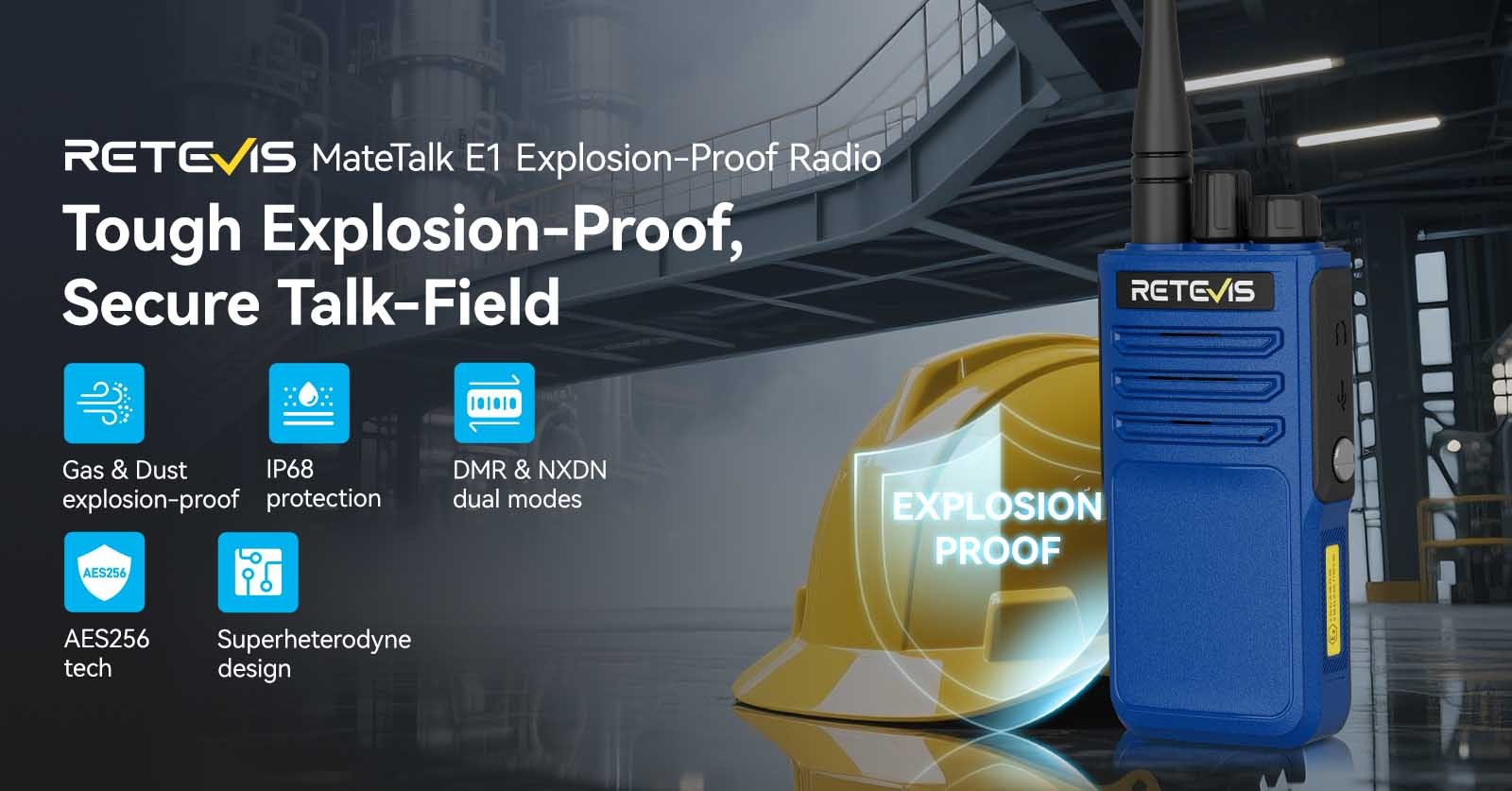 Retevis E1 explosion proof walkie talkie