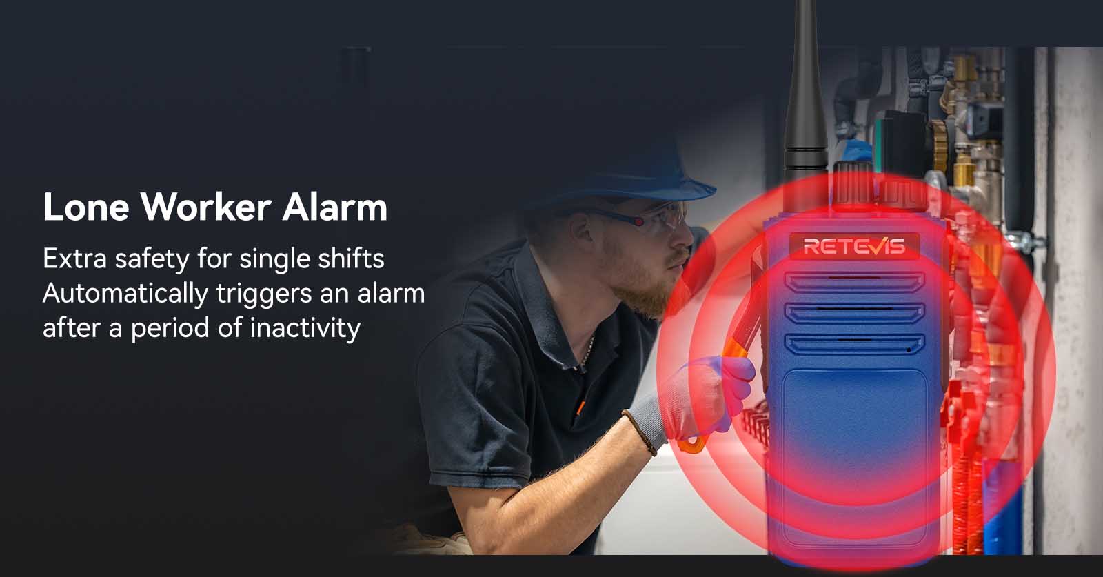 Retevis E1 explosion proof radio with lone worker alarm