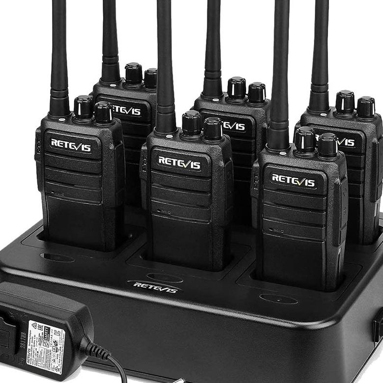 Retevis RT21 FRS Business Radio 6 Packs with 6-way Charger  | License-Free | 1100mAh Battery | Rugged Construction | Emergency Alarm