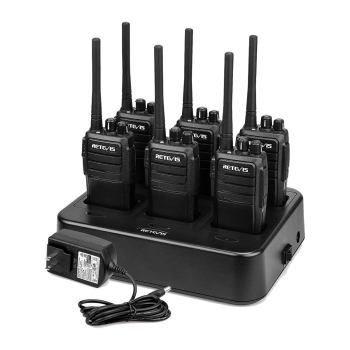 Retevis RT21 FRS Business Radio 6 Packs with 6-way Charger  | License-Free | 1100mAh Battery | Rugged Construction | Emergency Alarm