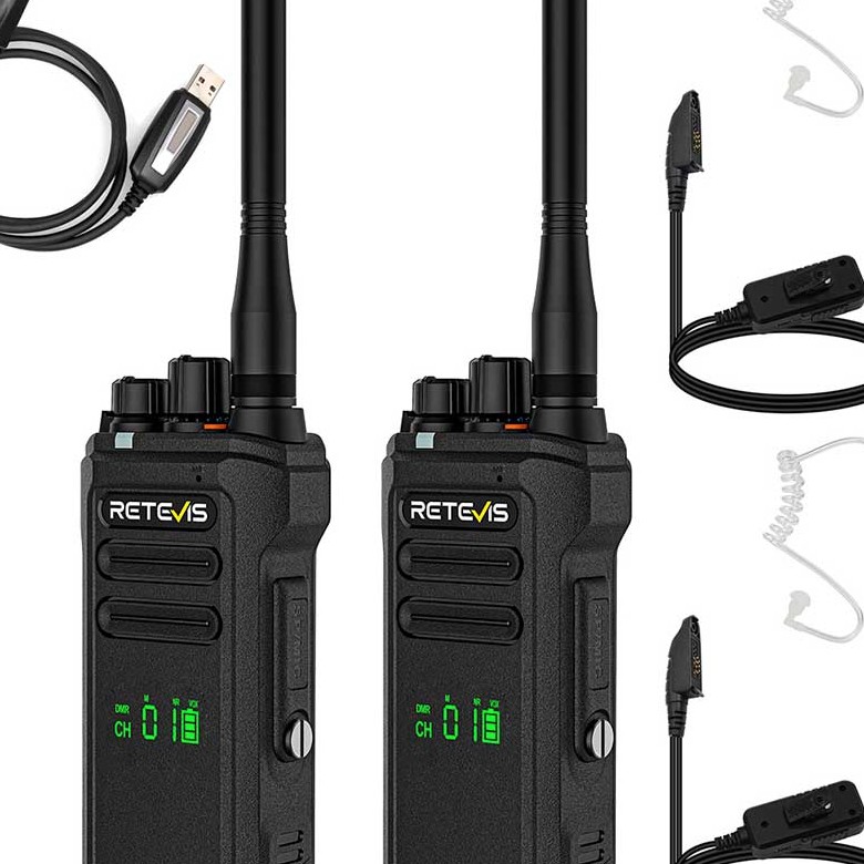 Retevis NR30D DMR Digital Two Way Radio with Noise Cancelling Radio Headset Bundle