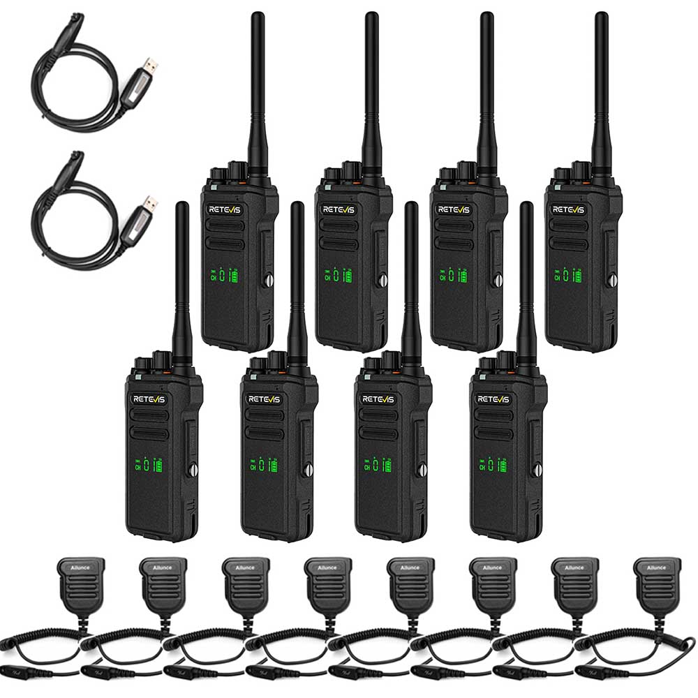 Retevis NR30D Long Distance Business Radio with Speak Mic 8Pack