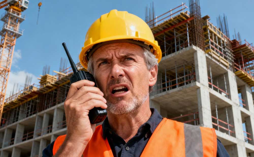 The construction site was noisy, and it was difficult to hear what was being said