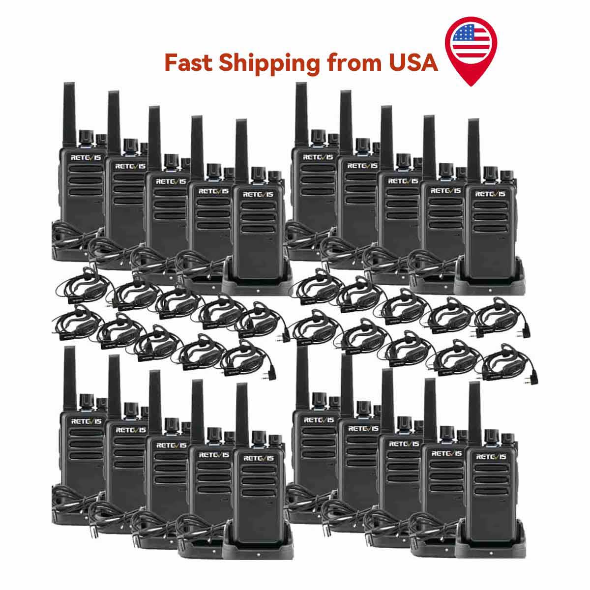 RT68 Portable Walkie talkies Small License-free Radio with Earpieces 20 pack