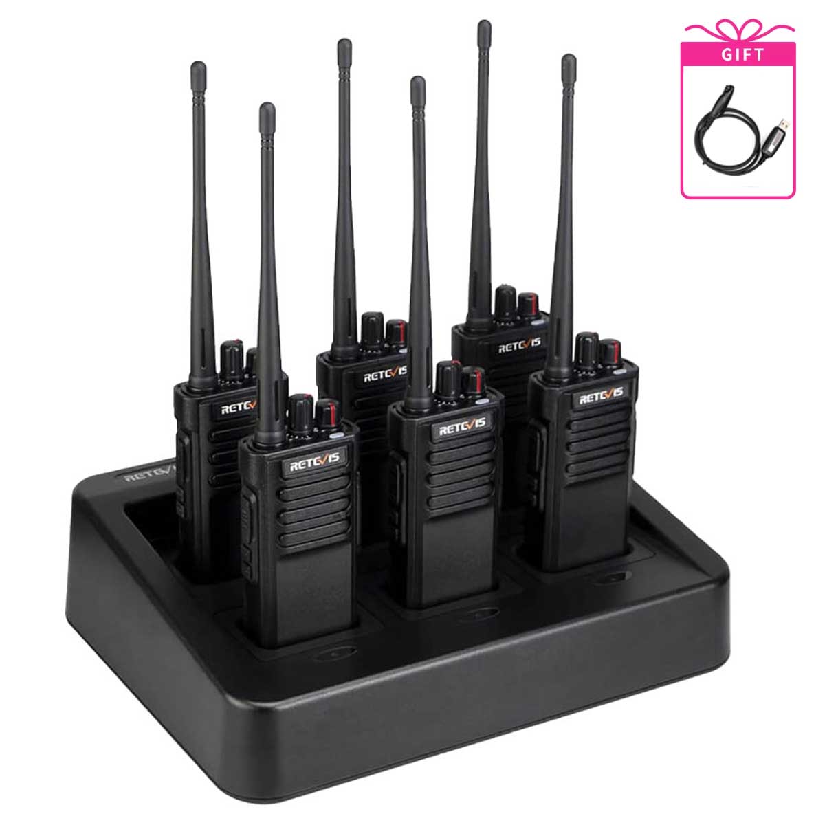 Retevis RT97L Repeater with RT29 UHF Long Range Radio 6 Packs and 6-way Charger