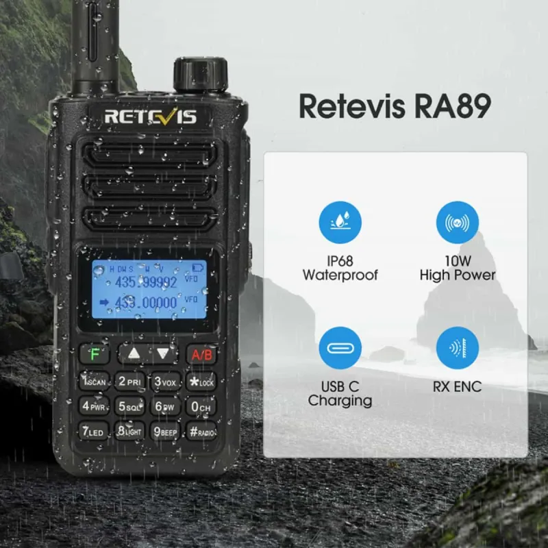 Retevis RA89 High Power IP68 HAM Radio with Intelligent Noise Reduction 
