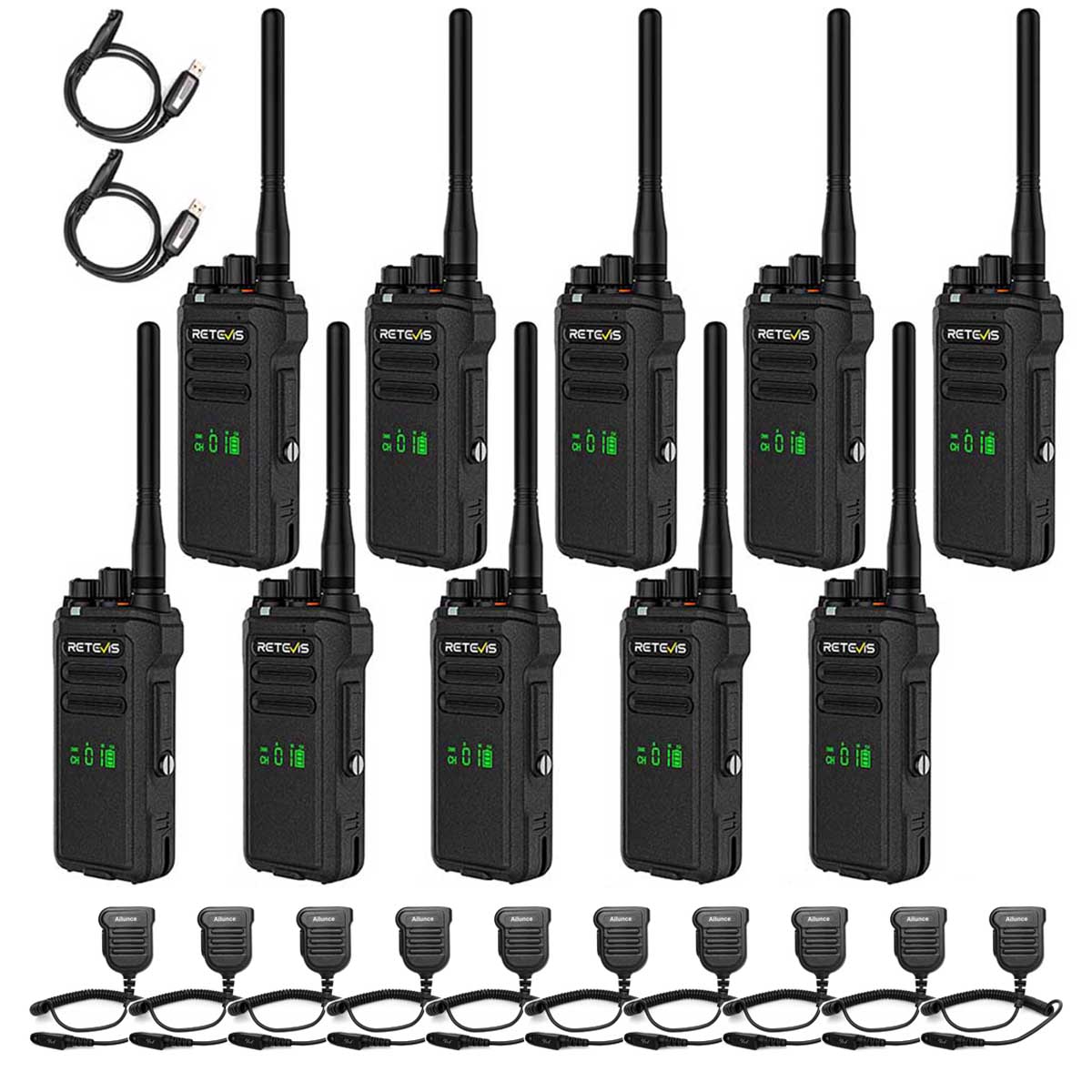 Retevis NR30D Waterproof DMR Radio with IP67 Speaker Mic Kit 10 Packs