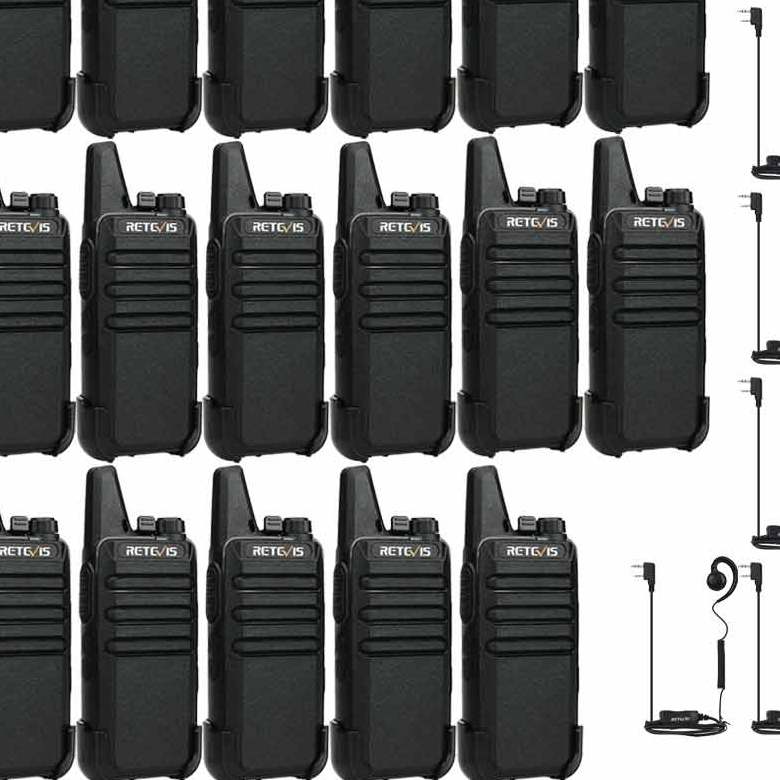 Retevis RT22 FRS Radio with C-Shape Coil Earpiece | License-Free | USB-C Charging | 1000mAh Battery | Lightweight | VOX