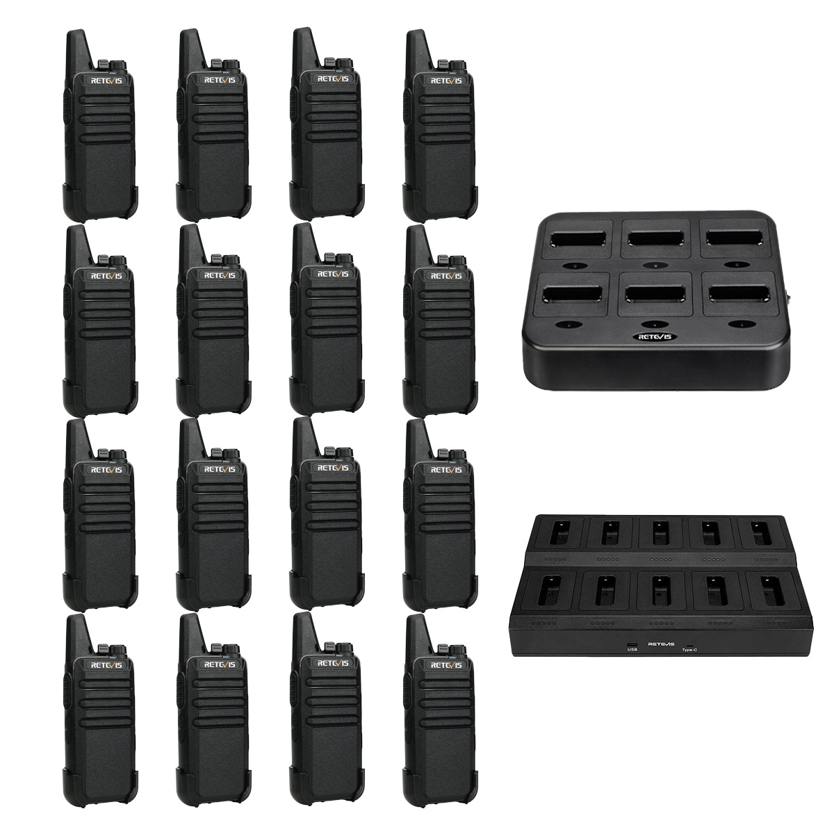 RT22 FRS walkie talkies with Multi Gang Charger(six/ten way)