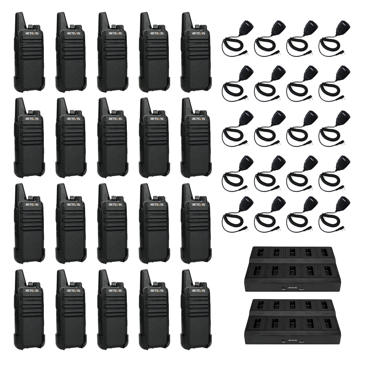 RT22 FRS Walkie Talkie Multi Bank Charger Kit with Speaker MIc