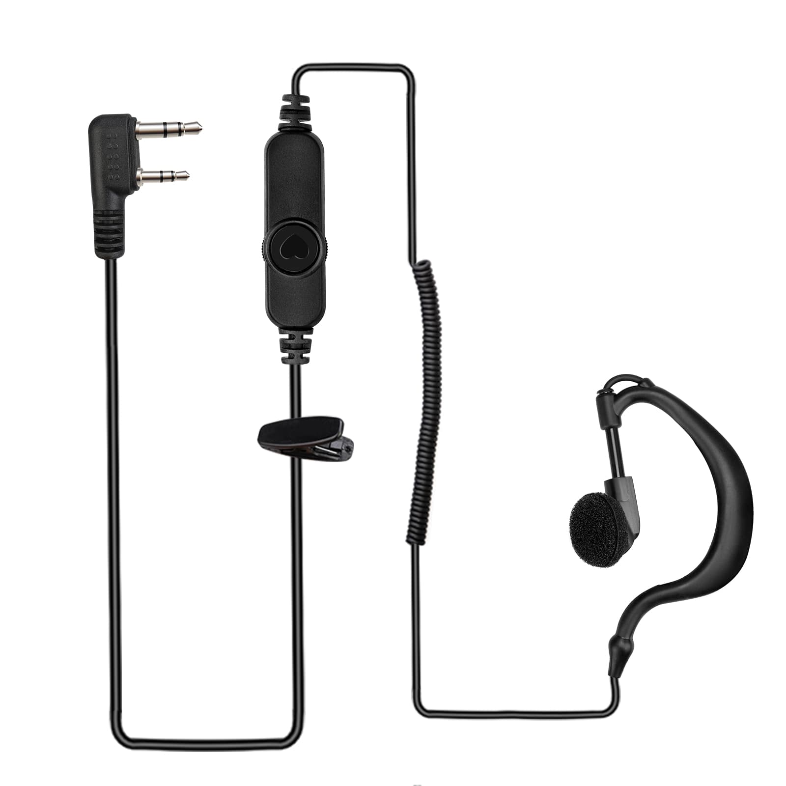 Volume Control Coiled Walkie Talkie Earpiece for RT22