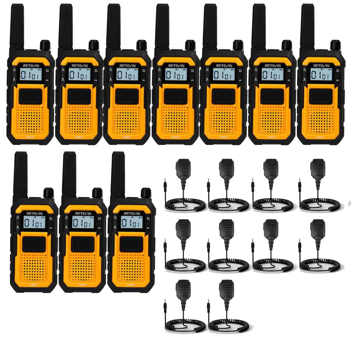 Retevis RB48 IP67 FRS Heavy Duty Walkie Talkie with Microphone 10 Pack
