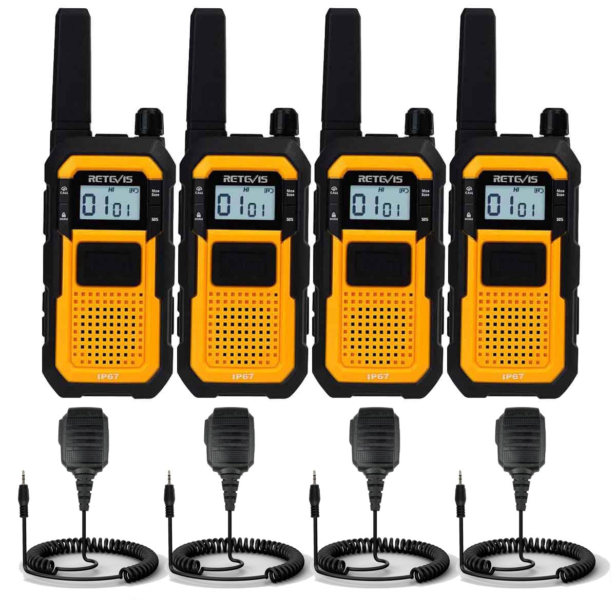 RB48 IP67 FRS Heavy Duty Two Way Radio with Mic 4 pack