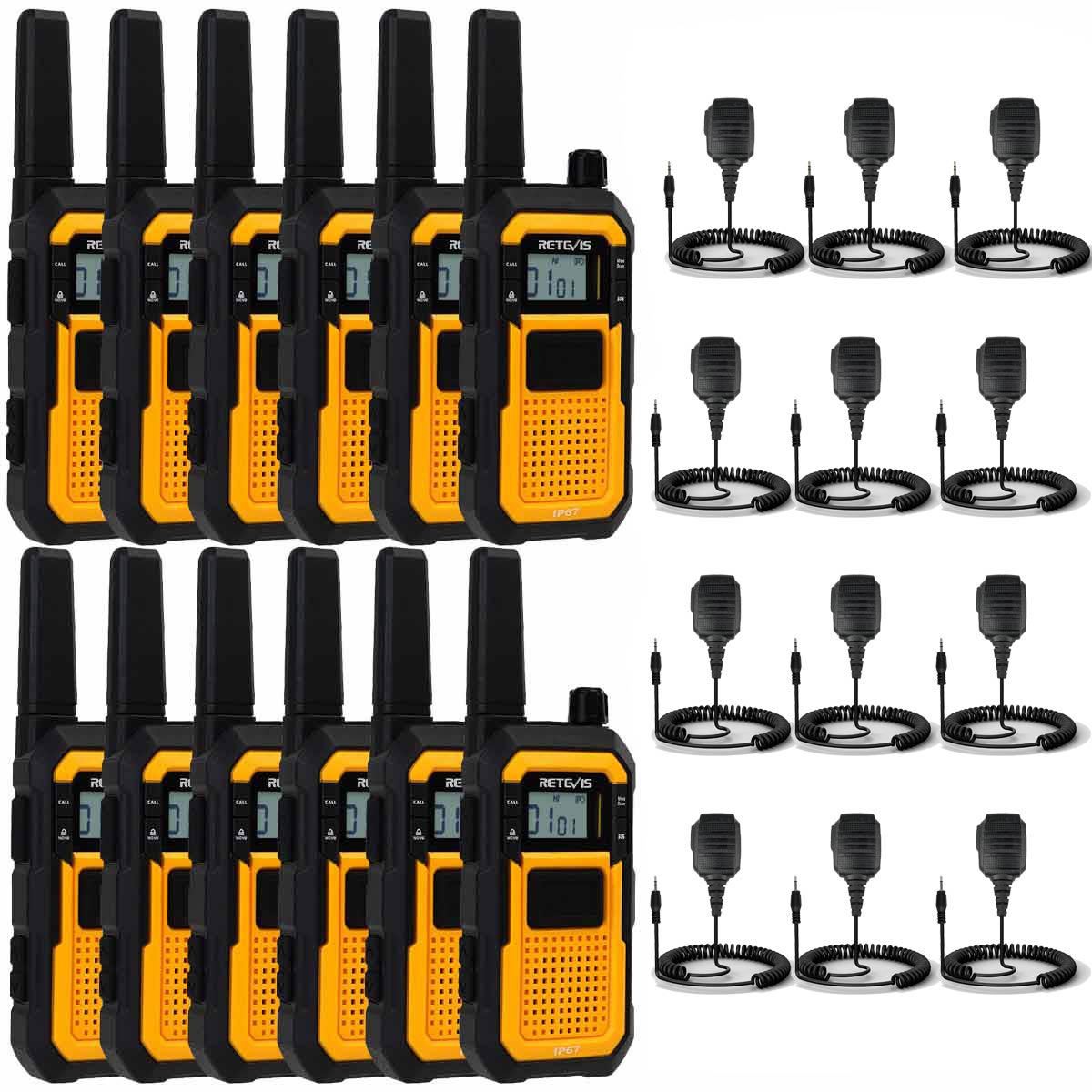 RB48 FRS Waterproof Construction Site Two Way Radios with Speaker Mic 12pack