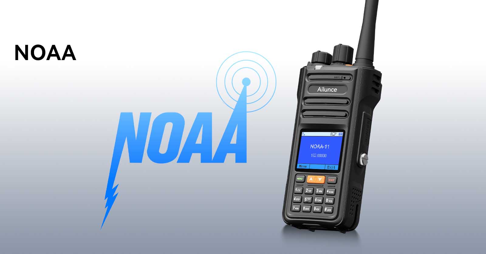 Ailunce HA2 ham radio with NOAA weather alters