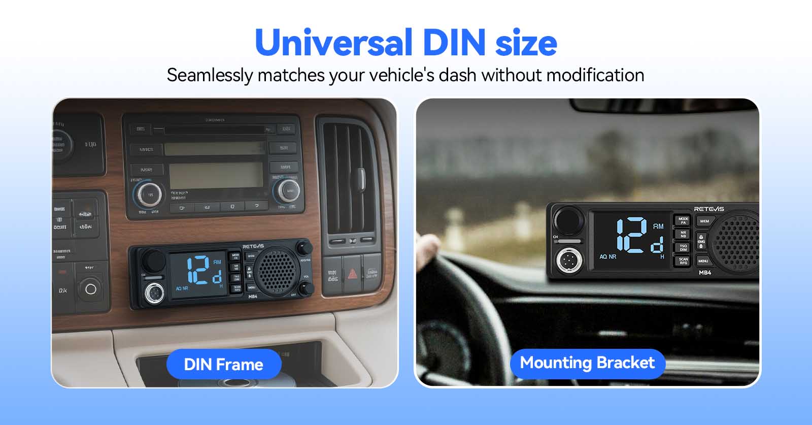 Retevis MB4 din size cb radio