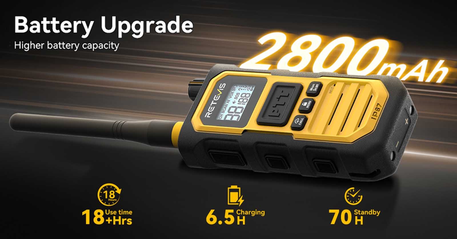 Retevis RB48 Pro long lasting battery