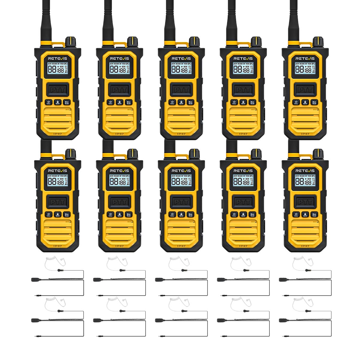 RB48 Pro IP67 Waterproof Heavy Duty Durable Walkie Talkie with PTT MIC Earpiece