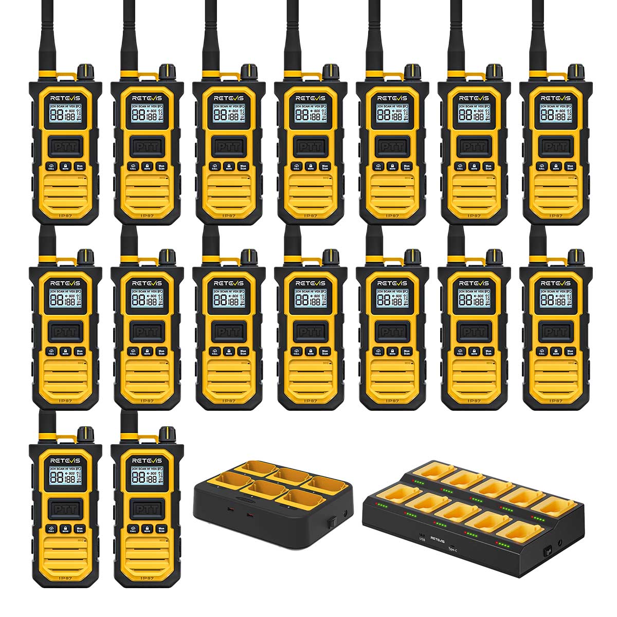 RB48 Pro Heavy Duty Walkie Talkie with Multi Charger (six/ten way)