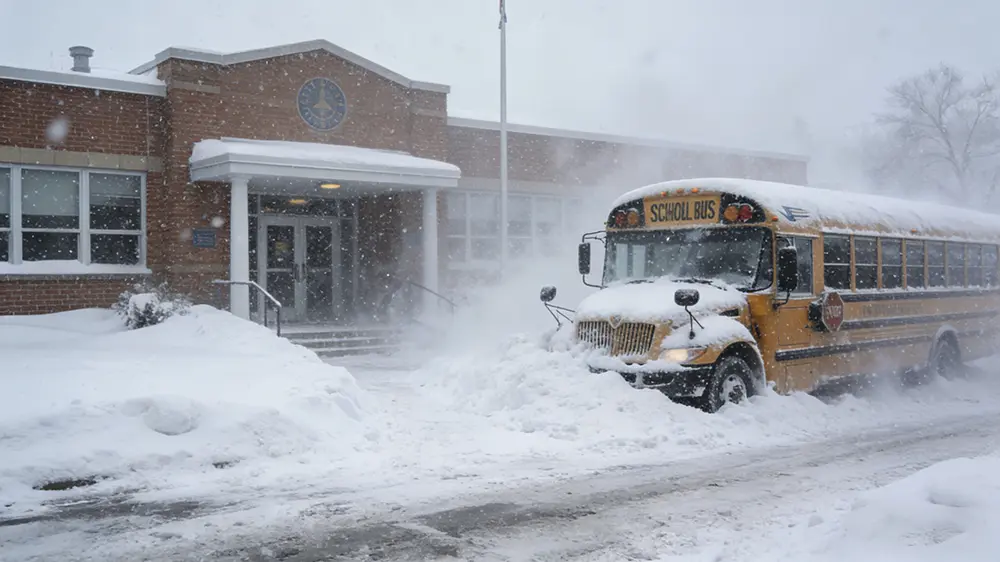 School Buses Lose Contact in Snowstorms