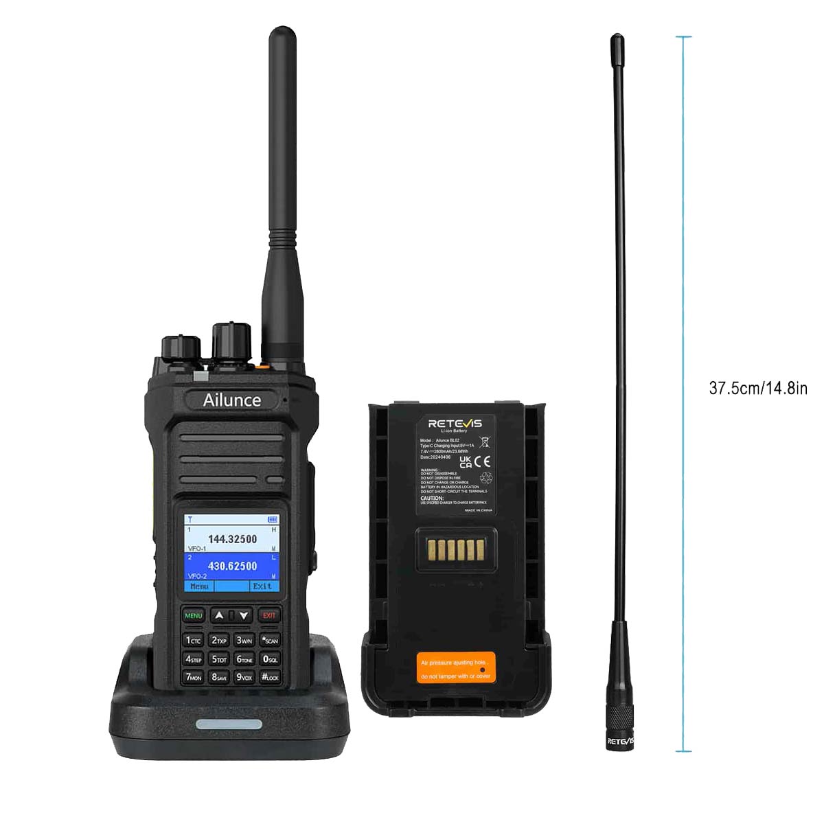 Retevis Ailunce HA1UV 5W IP67 Waterproof Sub-PTT Dual Band Two Way Radio