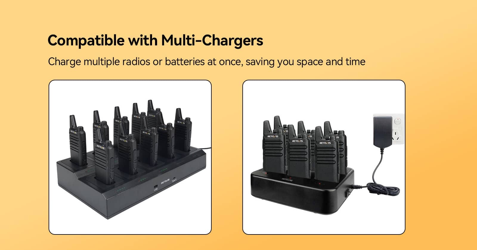 Rt22 compact walkie talkie with chargers set