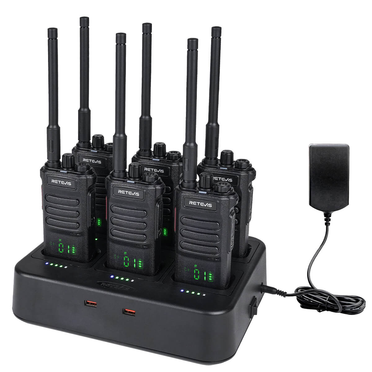 RT86 Long Range UHF Business Radio (6 Pack) with 6-way Charger Kit