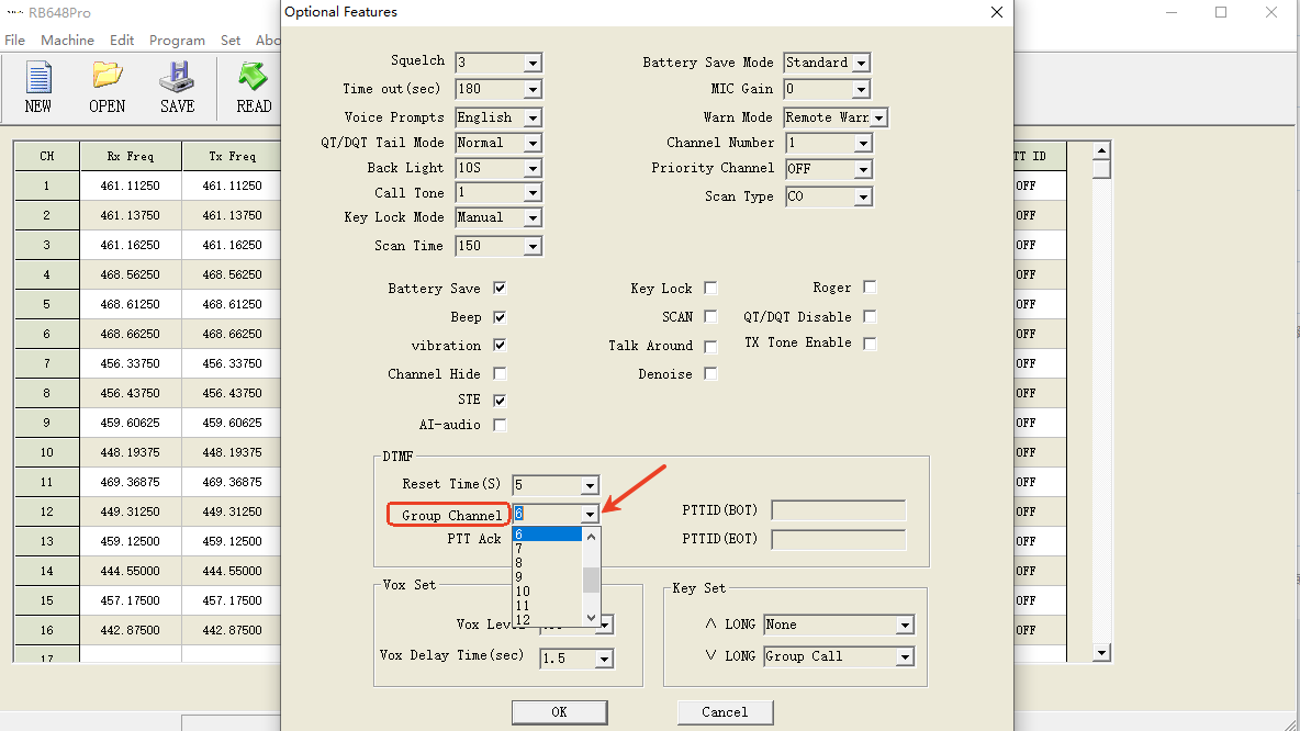 Set group call channel
