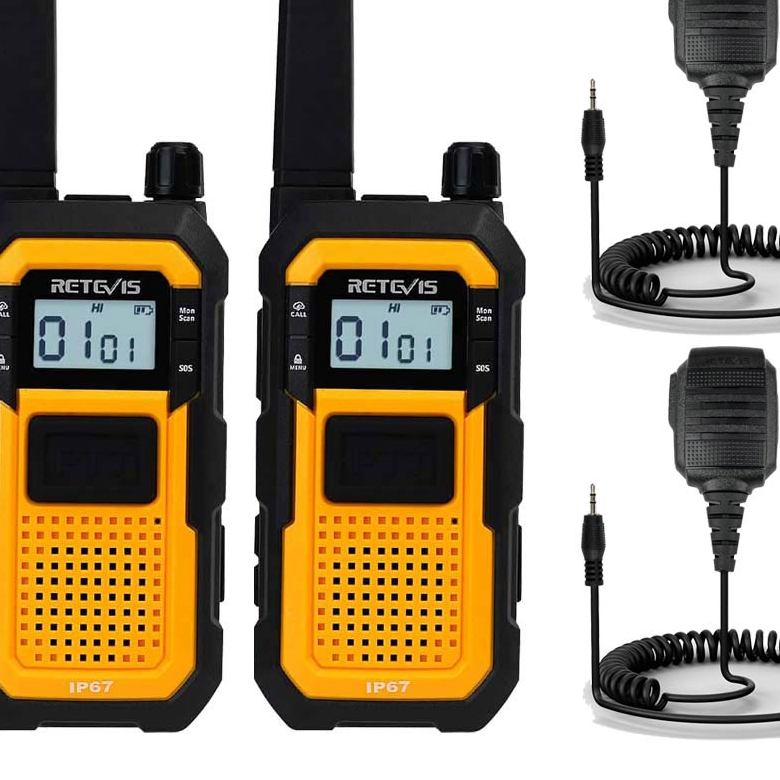 Retevis RB48 Radio with Speaker Mic | License-Free | IP67 Waterproof | USB-C Charging | 2000mAh Battery | Built for Construction Sites