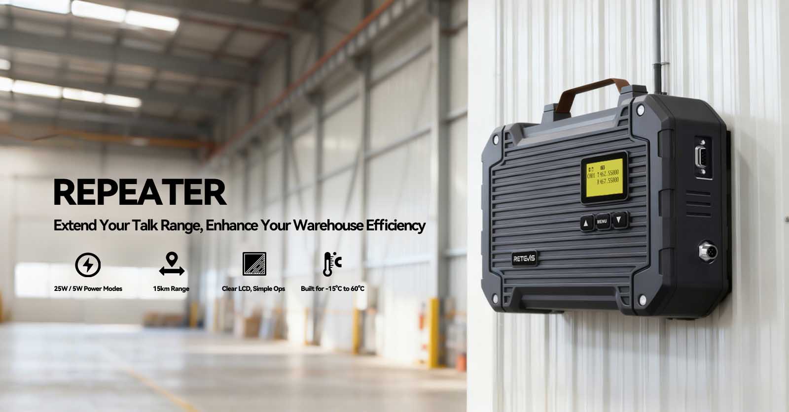 RT97L Repeater in warehouse communication solution