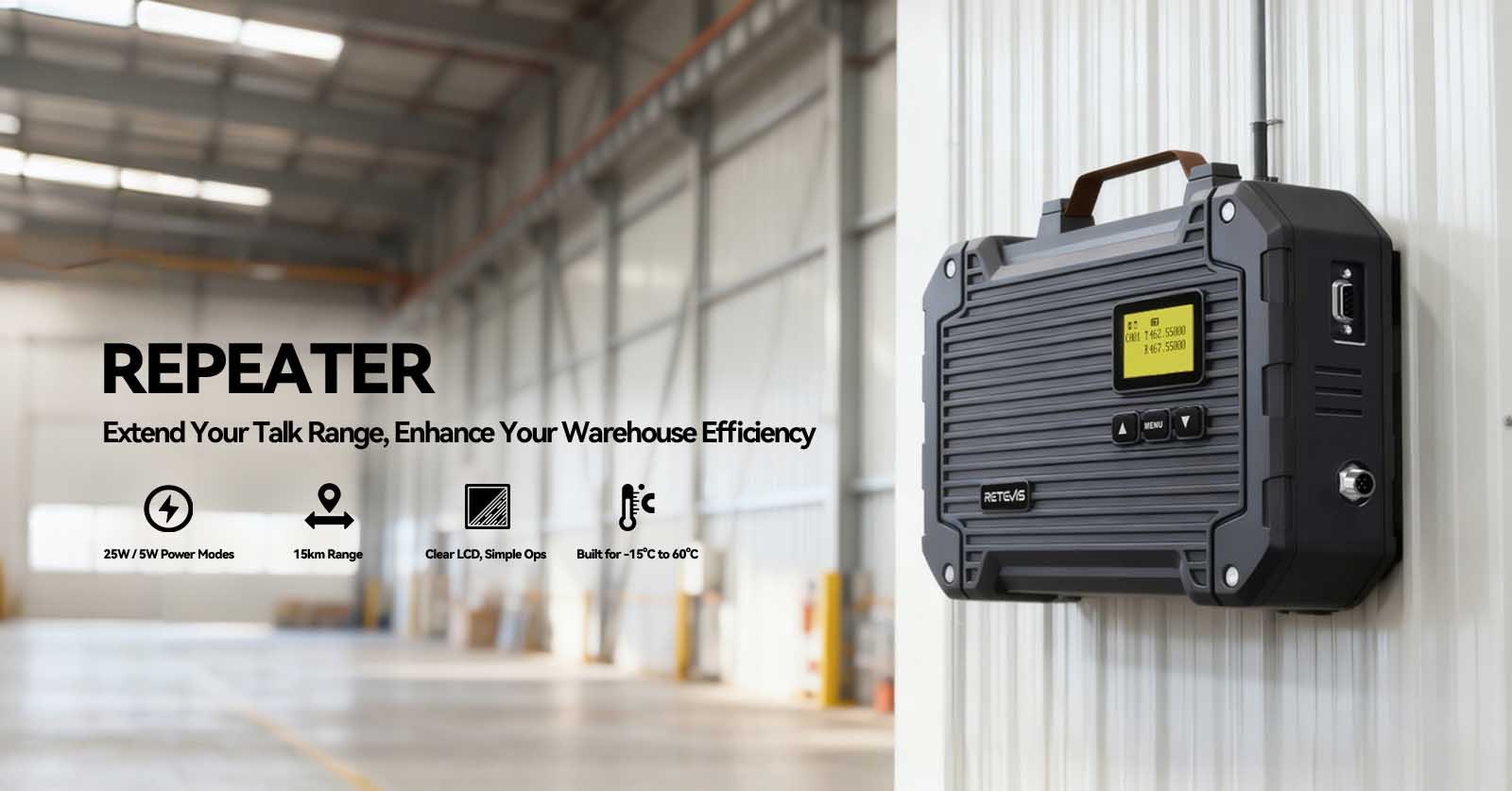 RT97L Repeater in warehouse communication solution