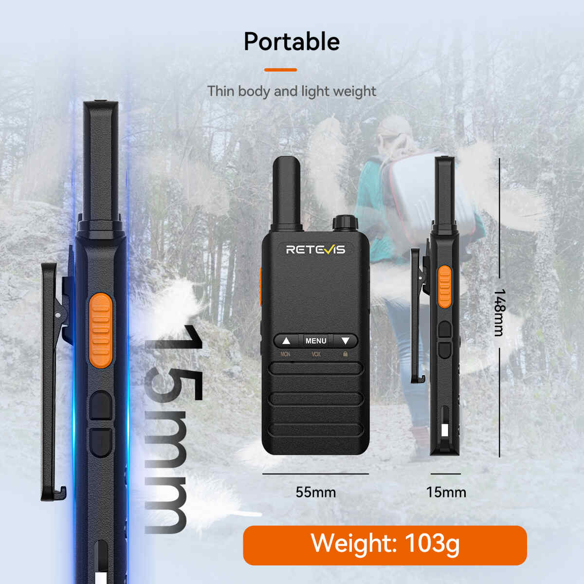 Retevis B63B Ultra Slim Business PMR446 Two Way Radio (2 Pack)