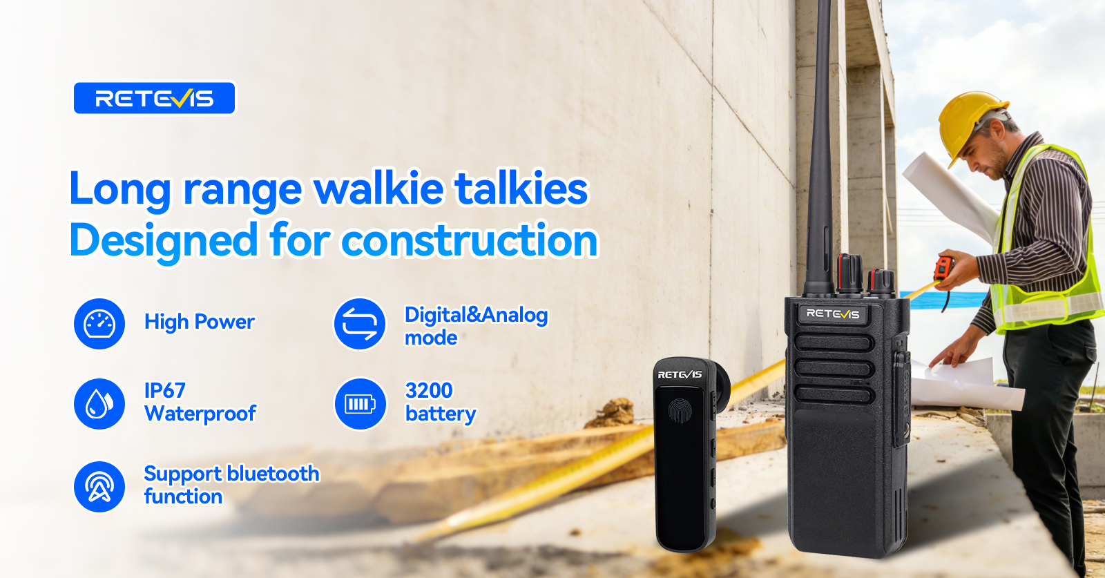 RT29D Long Range IP67 Rugged Bluetooth DMR Radio