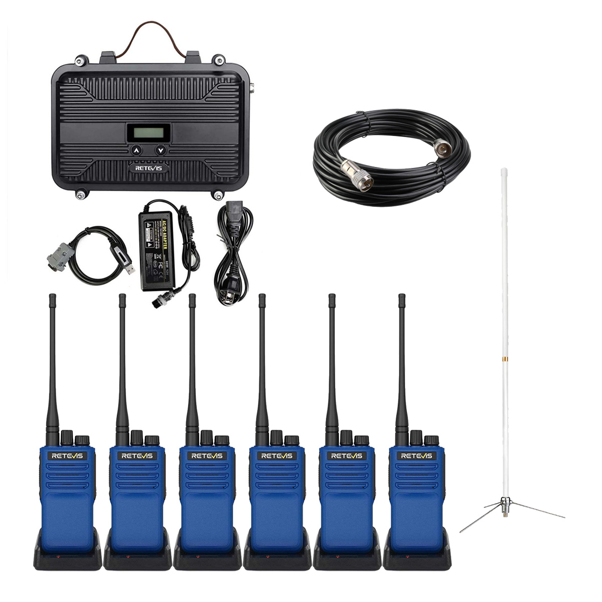 Retevis RT97P Customizable DMR Repeater with Explosion Proof E1 Radio (6 pcs) Compatible DMR & NXDN Tech
