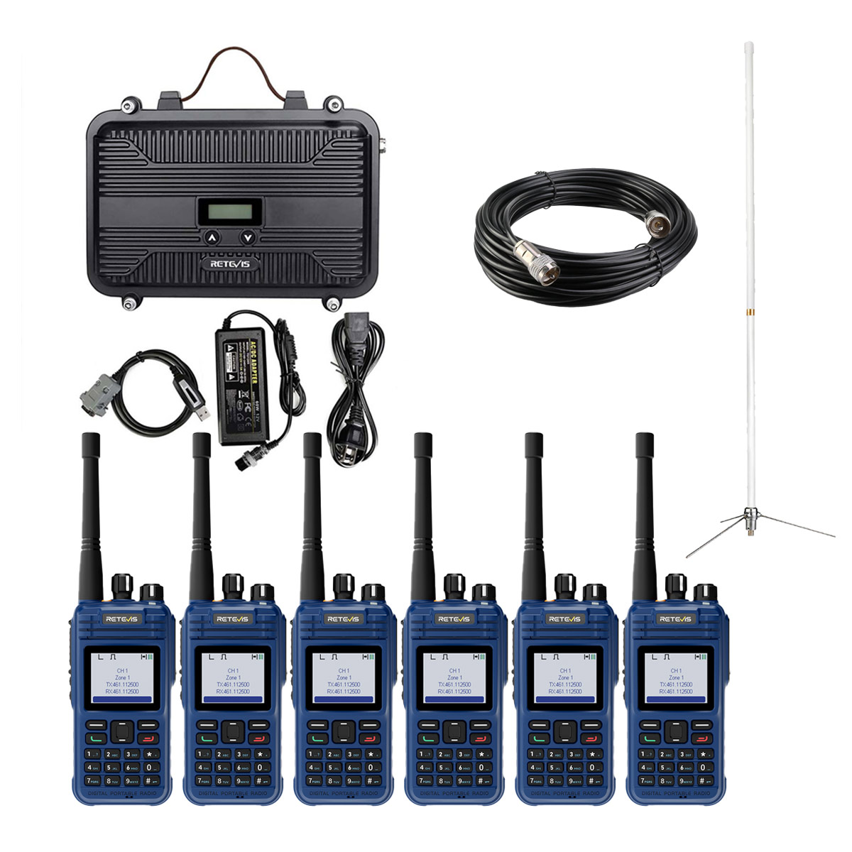 Retevis RT97P DMR Repeater & E2 Intrinsically Safe Explosion-Proof Two-Way Radio (6pcs) Kit-Long-Range Digital Communication Solution for Large Flammable & Explosive Environments (Oil Refineries, Chemical Plants)