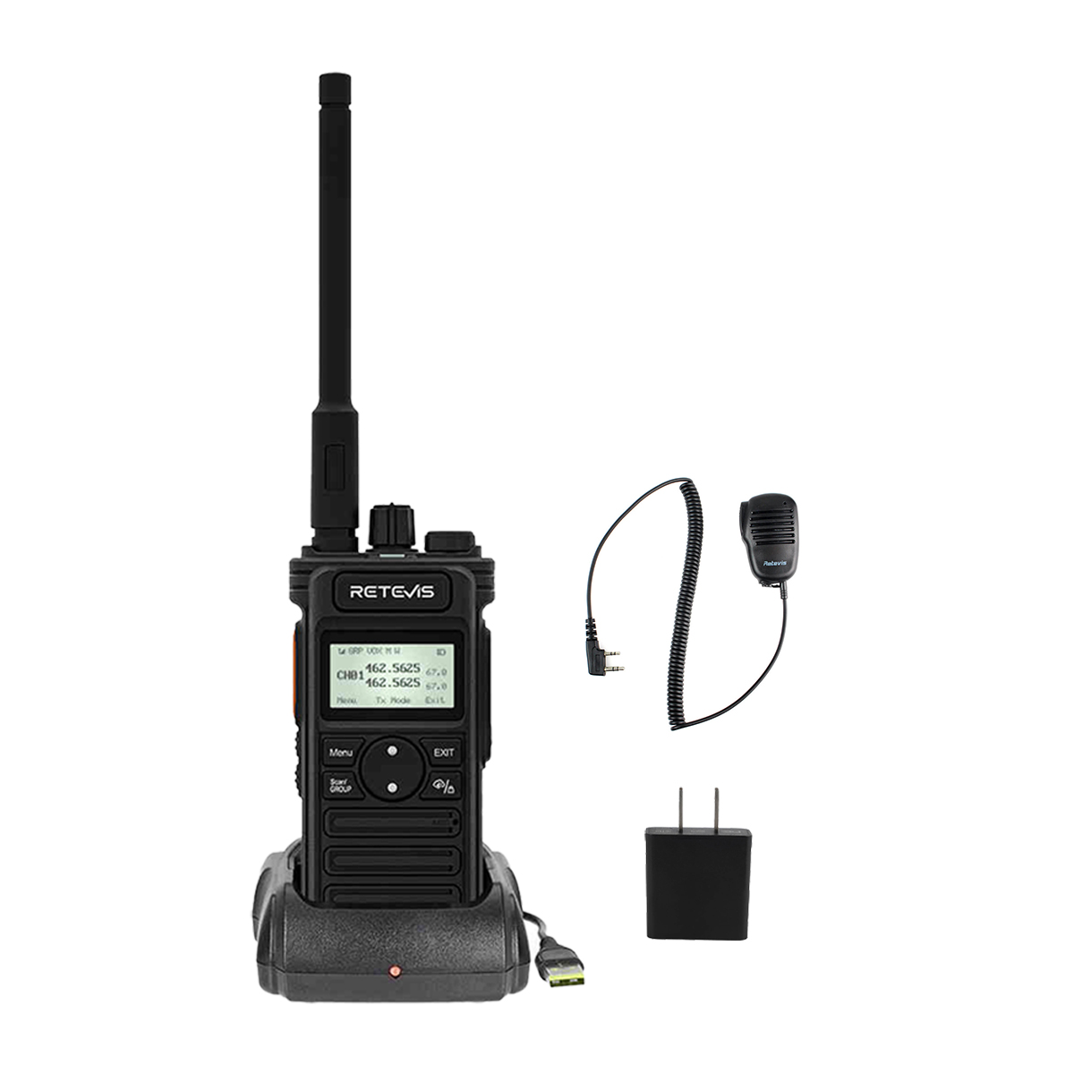 RT86S Long Range LCD Display Walkie Talkie with Mini Speaker Mics