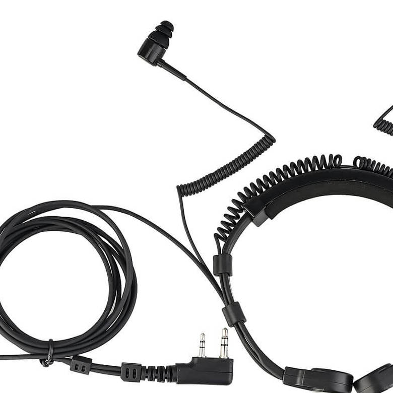 ETK007 Cycling headset with Adjustable throat mic Two earpieces and Handlebar PTT