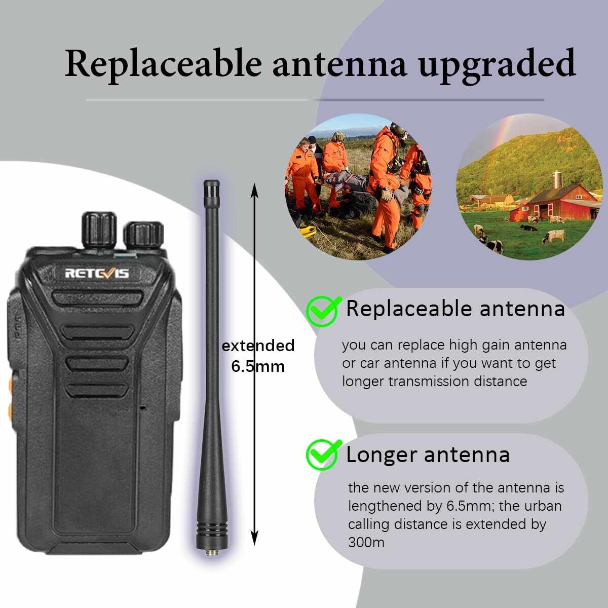 Retevis RT27V Portable MURS Radio with Long Antenna and Speaker Mic 10Pack Bundle