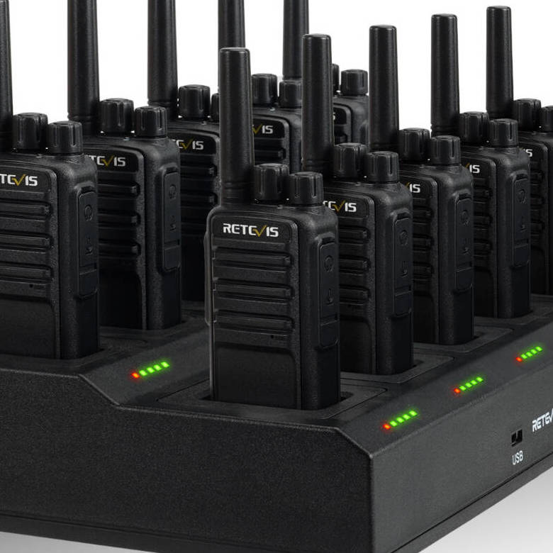 Retevis NR610 PMR446 Radio 10 Packs with 10-Way Charger | License-Free | Noise Reduction | 1200mAh Battery | Type-C Charging | VOX Hands-Free