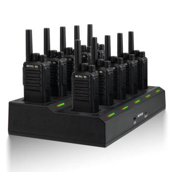 Retevis NR610 PMR446 Radio 10 Packs with 10-Way Charger | License-Free | Noise Reduction | 1200mAh Battery | Type-C Charging | VOX Hands-Free