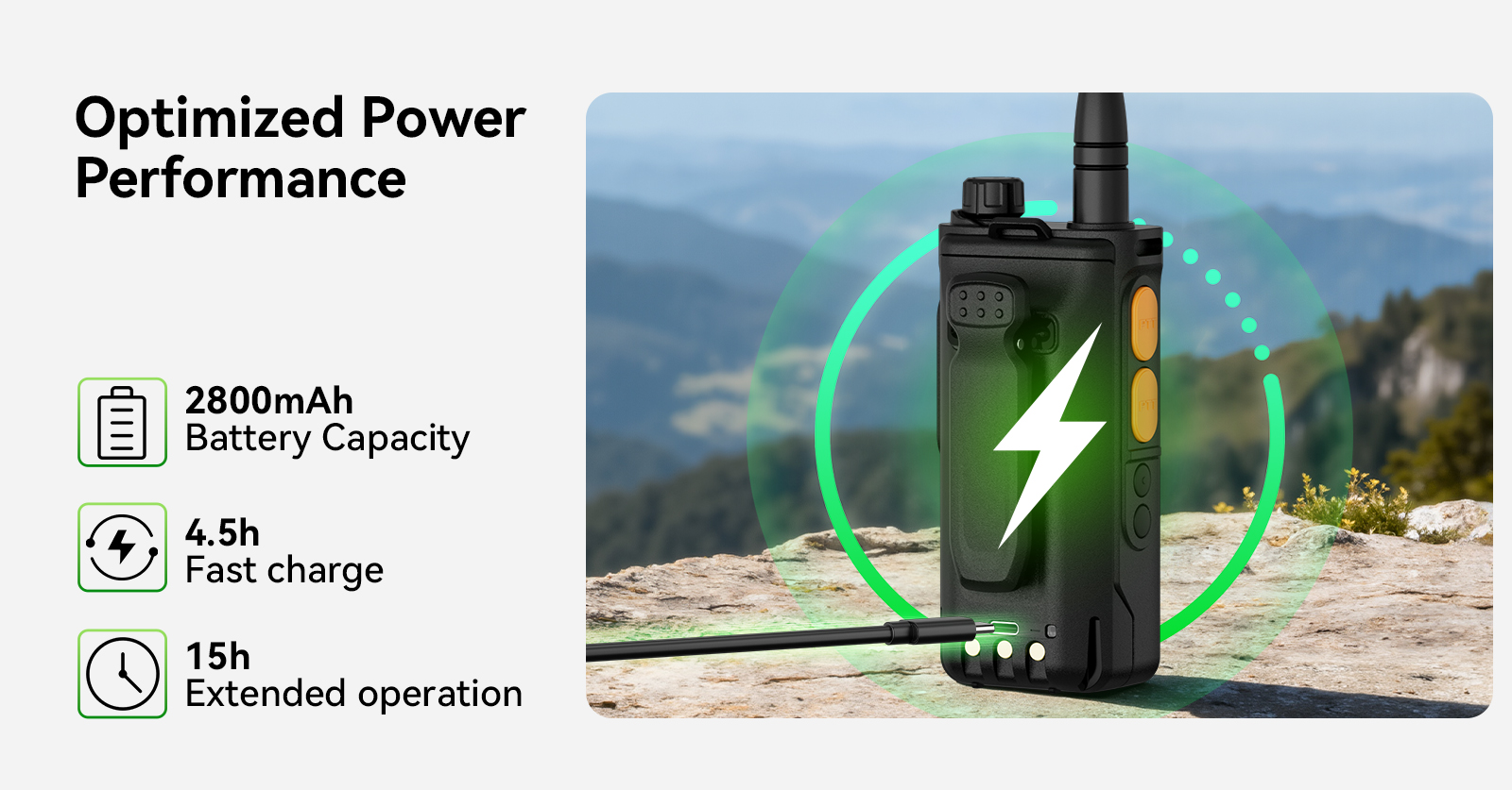 Retevis RA89 feaures optimized power performance