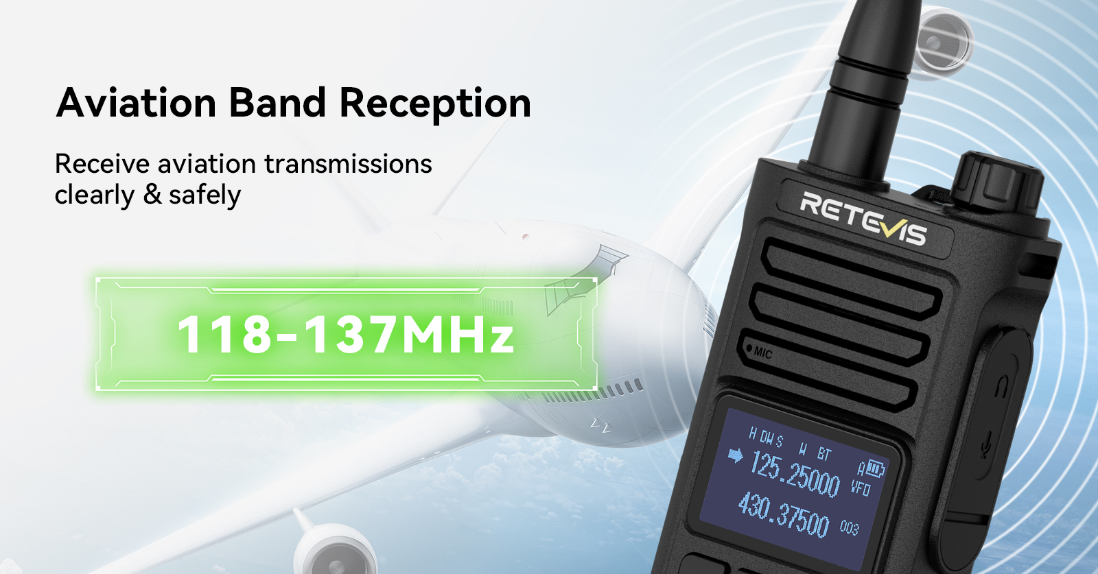 Retevis RA89G supports Aviation Band Reception